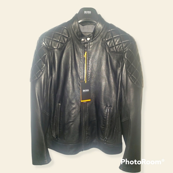 Hugo boss mens leather coat size 34R
